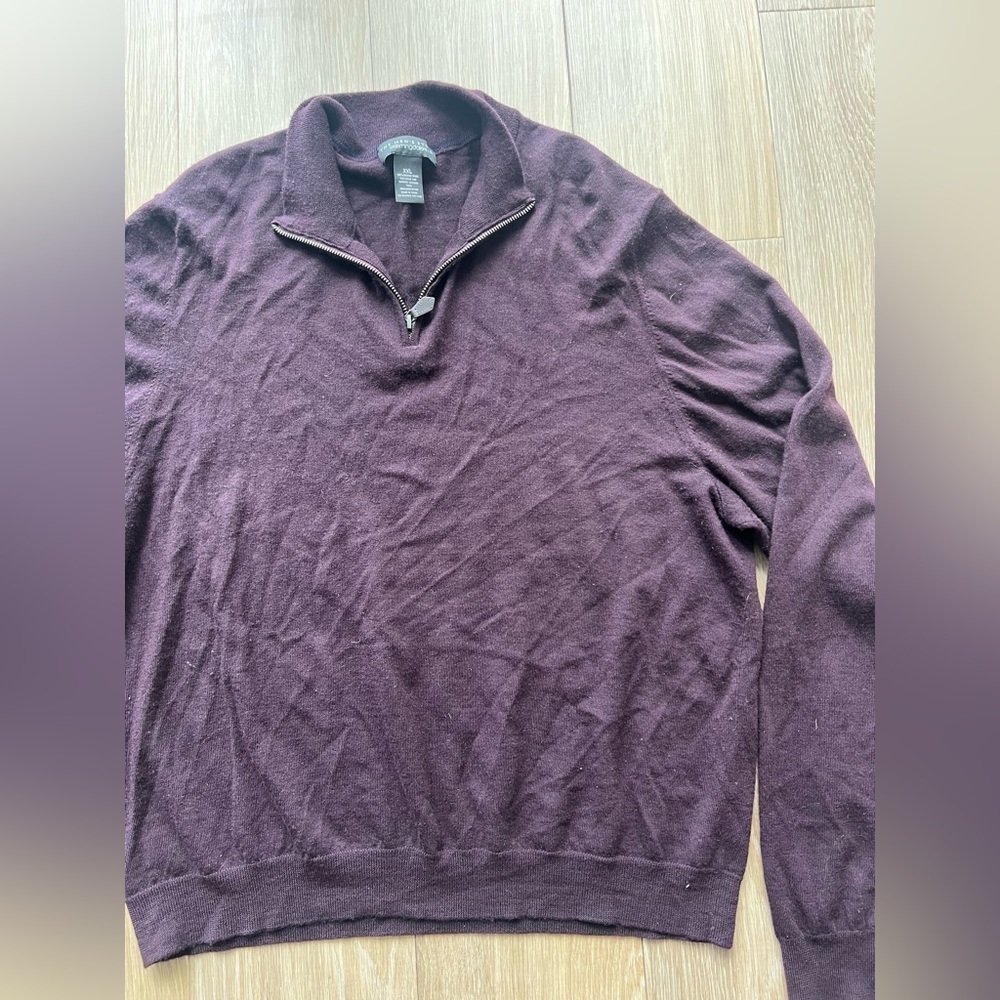 The Men's Store at Bloomingdale's Quarter Zip Merino Wool Sweater Men's 2XL - Picture 3 of 5